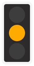 A traffic signal showing amber alone, which means stop unless you are so close that pulling up would be dangerous.